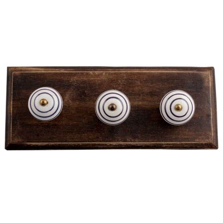 White Purple Strip Wooden Hooks